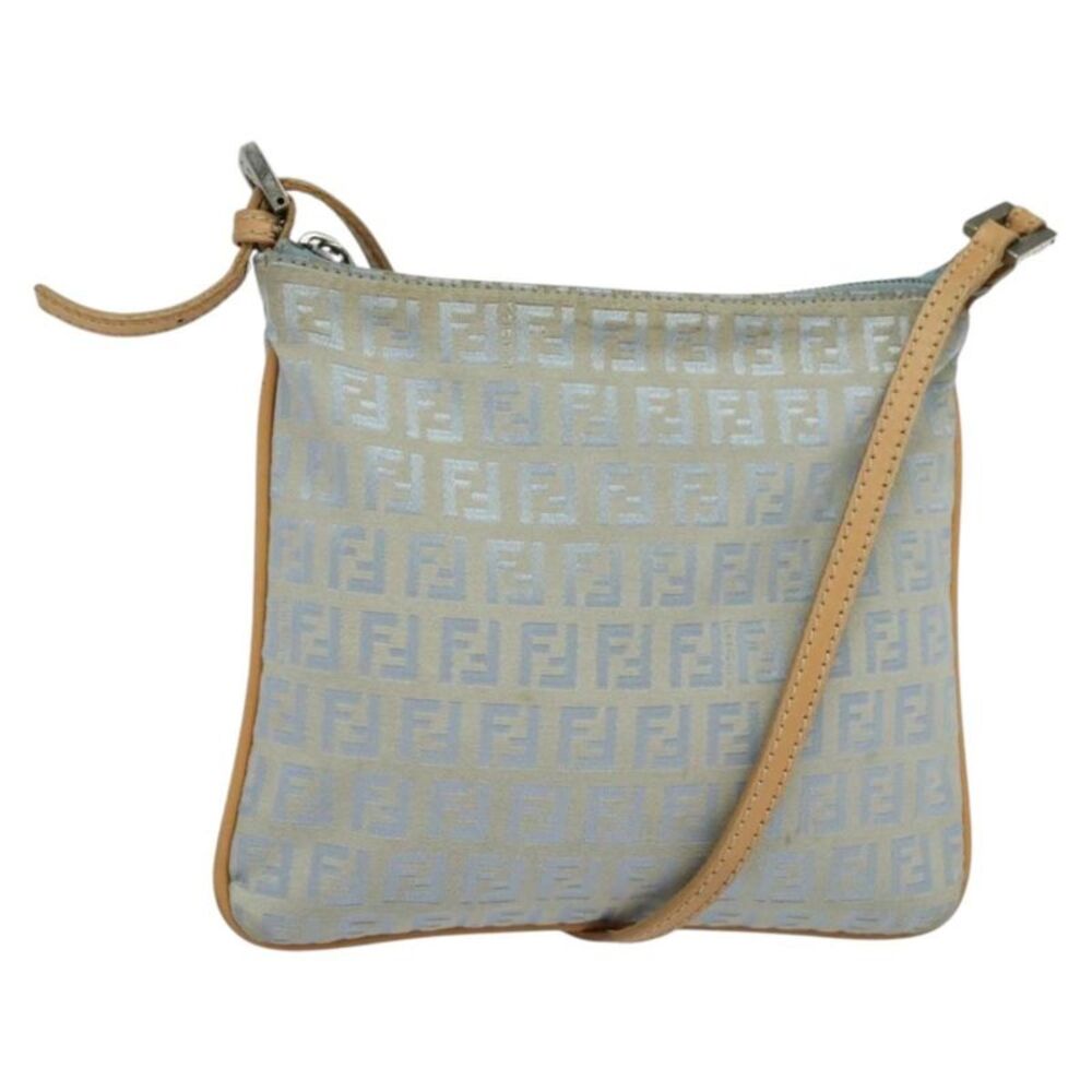 Fendi Vintage Flat Zucchino Canvas Blue Canvas Shoulder Bag Bag